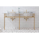 Water Creation Embassy 72" Wide Double Wash Stand P-Trap and Counter Top with Basin included In Satin Gold Finish EB72C-0600