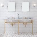 Water Creation Embassy 72" Wide Double Wash Stand P-Trap Counter Top with Basin and F2-0013 Faucet included In Satin Gold Finish EB72D-0613