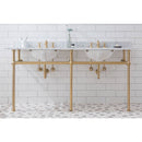 Water Creation Embassy 72" Wide Double Wash Stand P-Trap Counter Top with Basin F2-0013 Faucet and Mirror included In Satin Gold Finish EB72E-0613