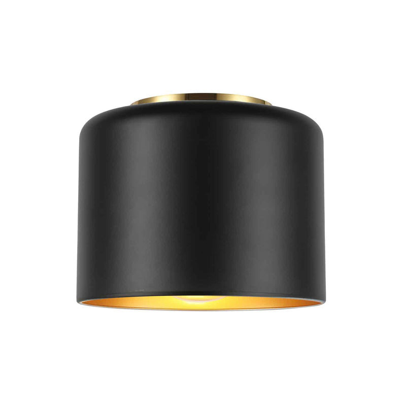 Dainolite 1 Light Incandescent Flush Mount Aged Brass with Matte Black &Gold Shade EMI-81FH-AGB-MB