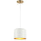 Dainolite 1 Light Incandescent Pendant Aged Brass with Matte White andGold Shade EMI-81P-AGB-MW