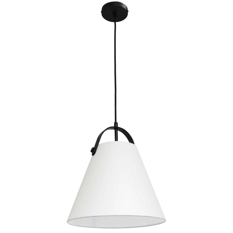 Dainolite 1 Light Emperor Pendant Matte Black W/ Off White Shade EMP-111P-719-MB