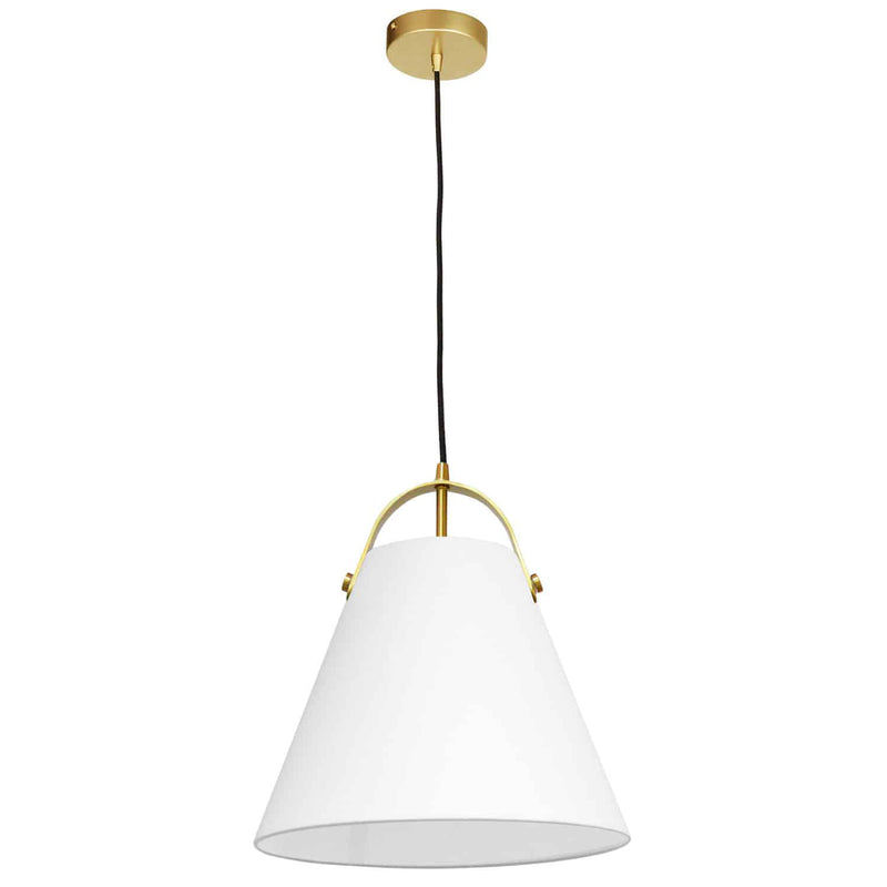 Dainolite 1 Light Emperor Pendant Aged Brass W/ White Shade EMP-111P-790-AGB