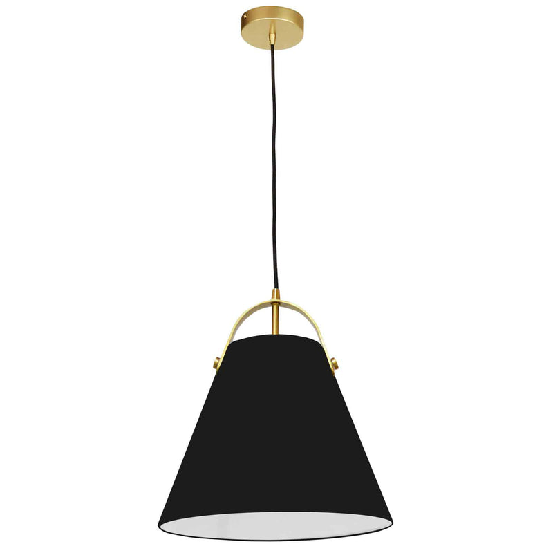 Dainolite 1 Light Emperor Pendant Aged Brass W/ Black Shade EMP-111P-797-AGB