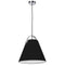 Dainolite 1 Light Emperor Pendant Polished Chrome W/Black Shade EMP-111P-797-PC