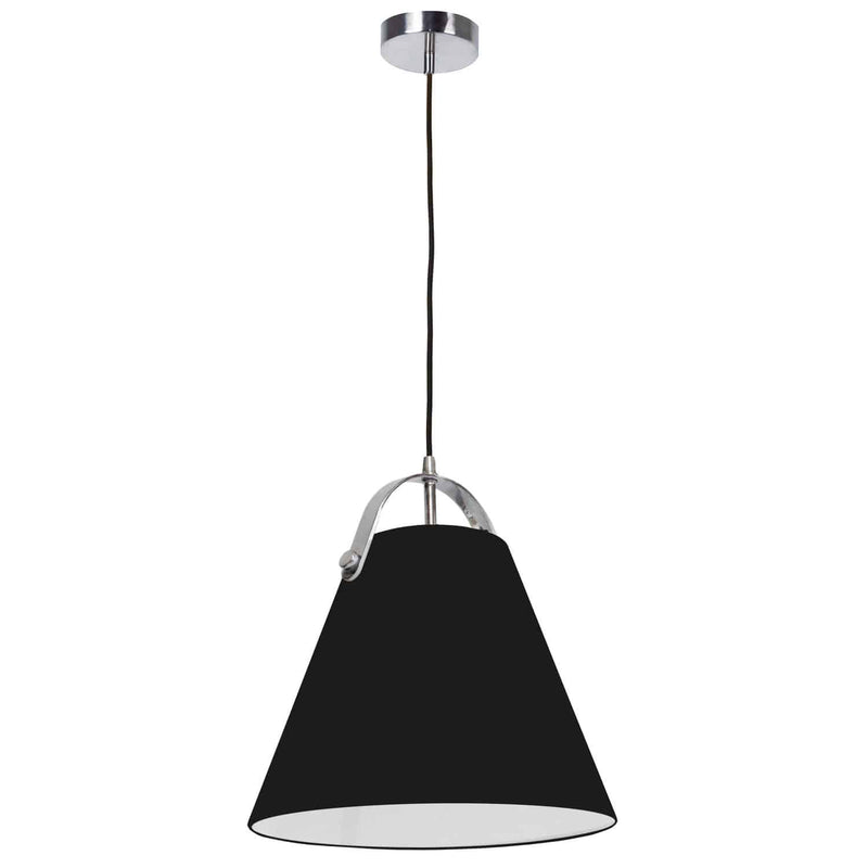 Dainolite 1 Light Emperor Pendant Polished Chrome W/Black Shade EMP-111P-797-PC