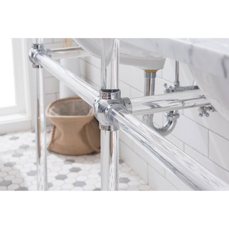 Water Creation Empire 60" Wide Double Wash Stand P-Trap and Counter Top with Basin included In Chrome Finish EP60C-0100