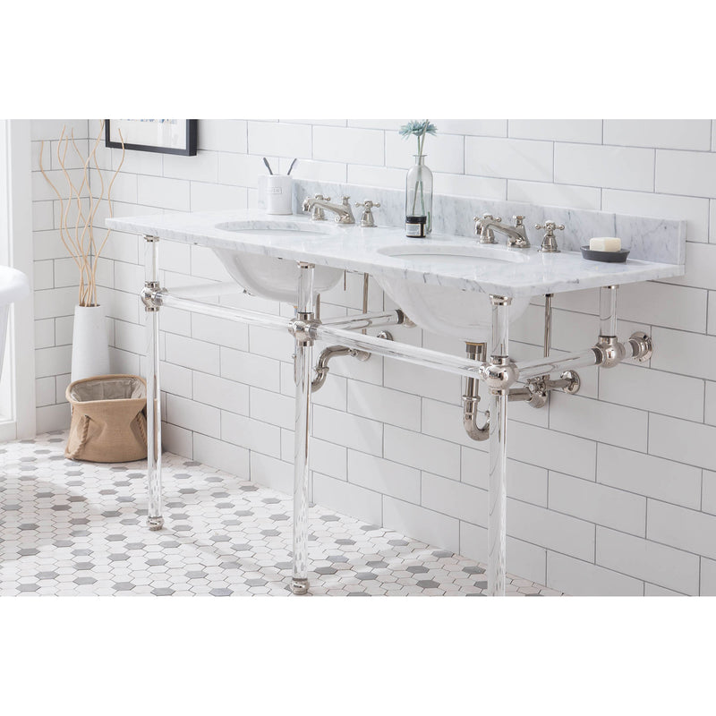 Water Creation Empire 60" Wide Double Wash Stand Only In Polished Nickel PVD Finish EP60A-0500