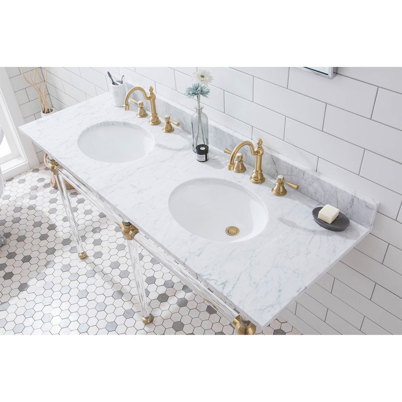 Water Creation Empire 60" Wide Double Wash Stand P-Trap and Counter Top with Basin included In Satin Gold Finish EP60C-0600