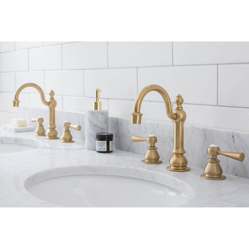 Water Creation Empire 60" Wide Double Wash Stand P-Trap and Counter Top with Basin included In Satin Gold Finish EP60C-0600