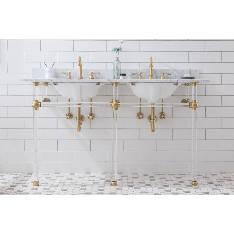 Water Creation Empire 60" Wide Double Wash Stand P-Trap and Counter Top with Basin included In Satin Gold Finish EP60C-0600