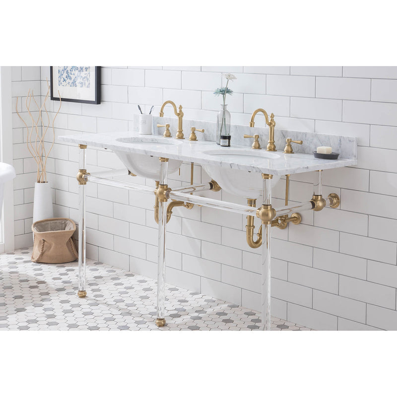 Water Creation Empire 60" Wide Double Wash Stand and P-Trap included In Satin Gold Finish EP60B-0600