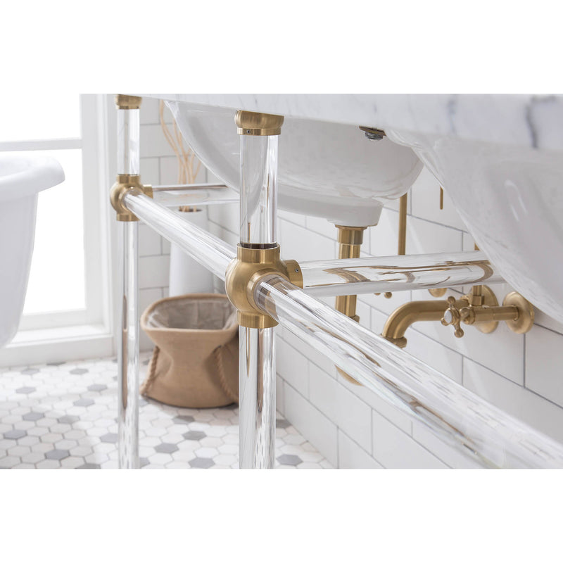 Water Creation Empire 60" Wide Double Wash Stand and P-Trap included In Satin Gold Finish EP60B-0600