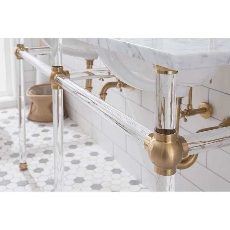 Water Creation Empire 60" Wide Double Wash Stand P-Trap Counter Top with Basin and F2-0013 Faucet included In Satin Gold Finish EP60D-0613