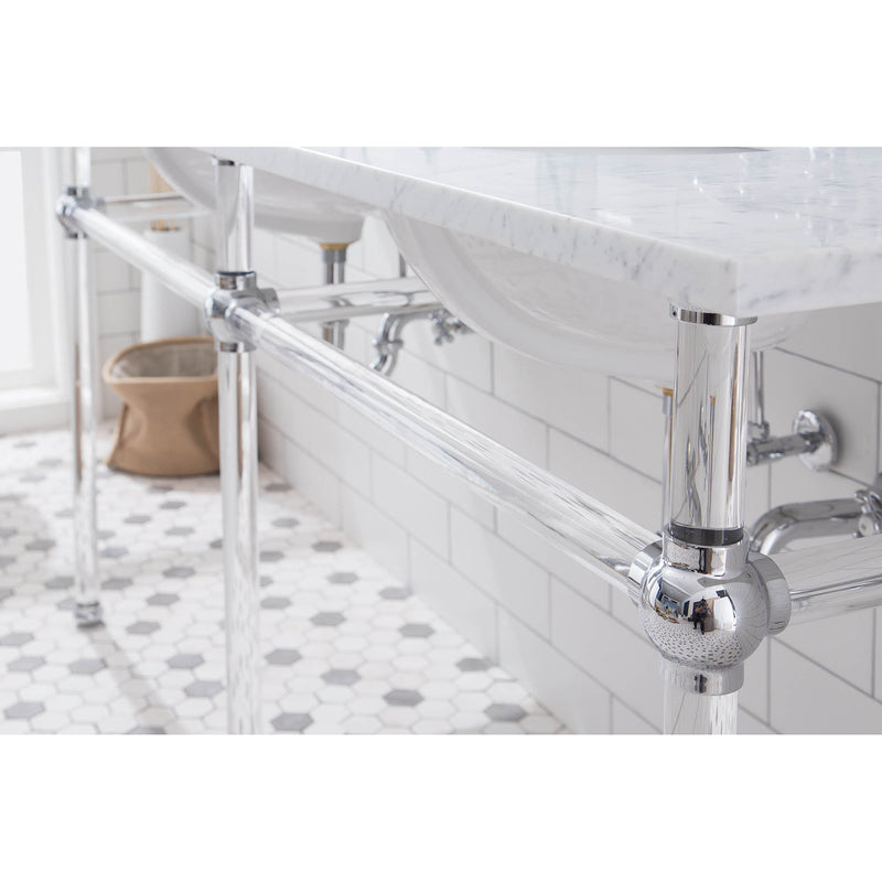 Water Creation Empire 72" Wide Double Wash Stand P-Trap Counter Top with Basin and F2-0013 Faucet included In Chrome Finish EP72D-0113