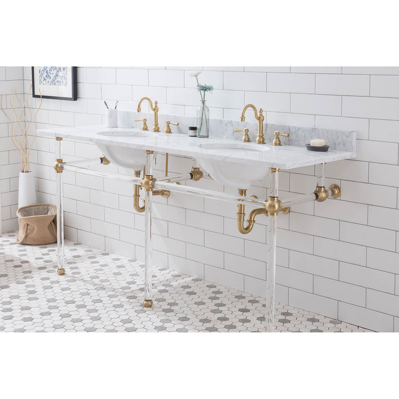 Water Creation Empire 72" Wide Double Wash Stand and P-Trap included In Satin Gold Finish EP72B-0600