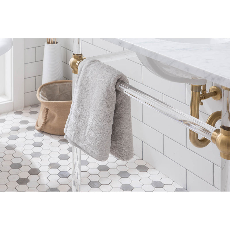 Water Creation Empire 72" Wide Double Wash Stand P-Trap Counter Top with Basin F2-0012 Faucet and Mirror included In Satin Gold Finish EP72E-0612