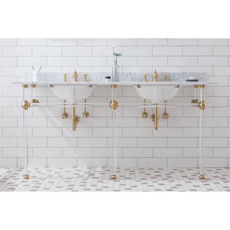 Water Creation Empire 72" Wide Double Wash Stand P-Trap Counter Top with Basin and F2-0013 Faucet included In Satin Gold Finish EP72D-0613