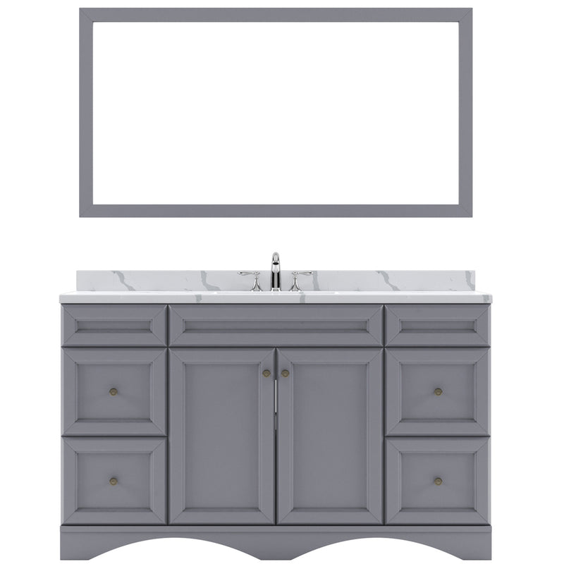 Modern Fittings Talisa 60" Single Bath Vanity with Calacatta Quartz Top and Round Sink