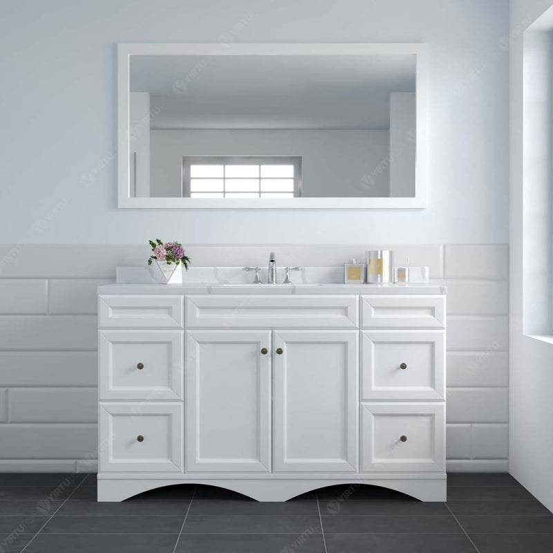 Modern Fittings Talisa 60" Single Bath Vanity with Calacatta Quartz Top and Round Sink Nickel Faucet