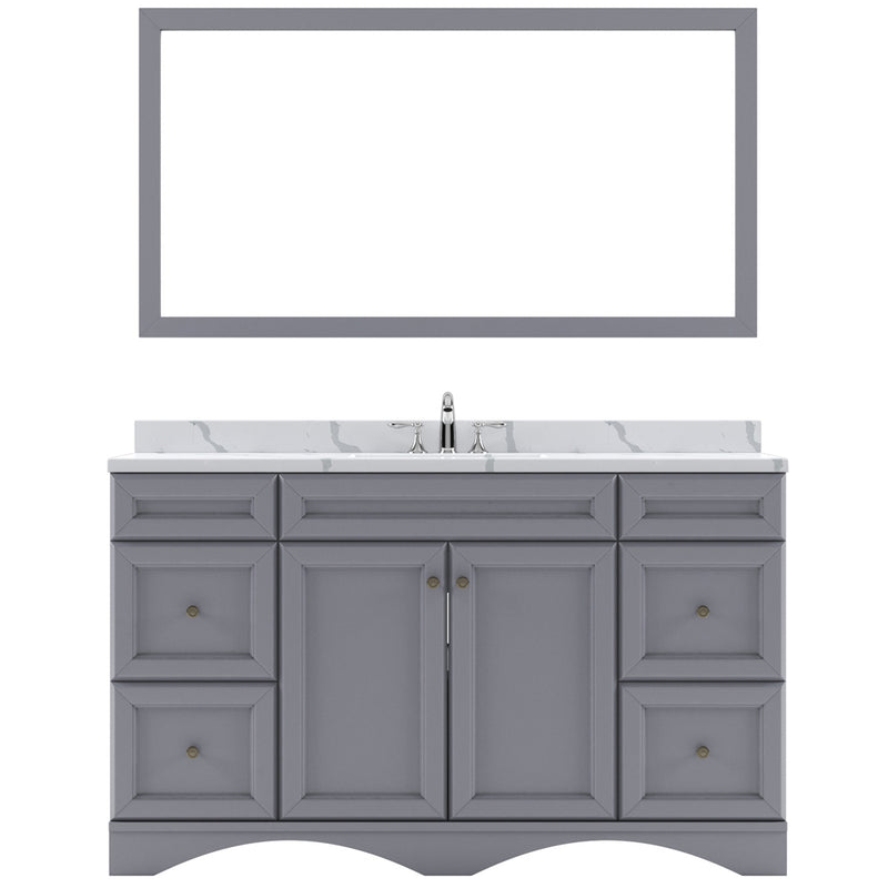 Modern Fittings Talisa 60" Single Bath Vanity with Calacatta Quartz Top and Square Sink