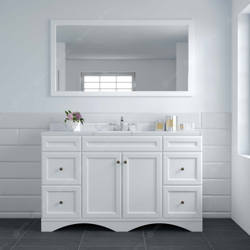 Modern Fittings Talisa 60" Single Bath Vanity with Calacatta Quartz Top and Square Sink Nickel Faucet