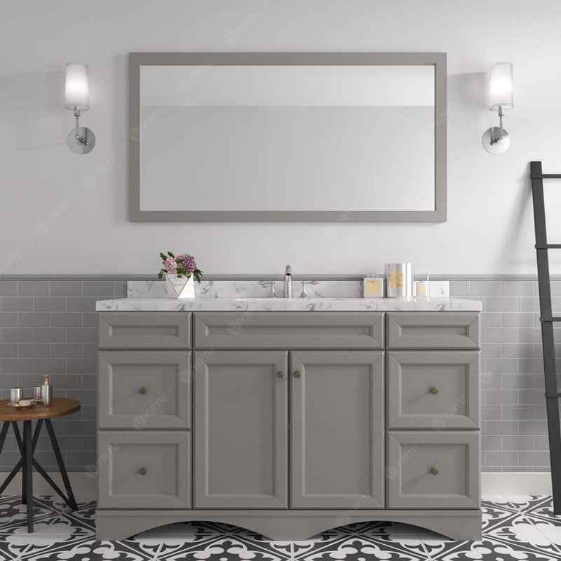 Modern Fittings Talisa 60" Single Bath Vanity with Cultured Marble Quartz Top and Round Sink Nickel Faucet