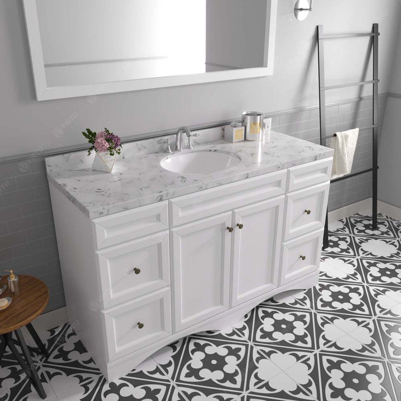 Modern Fittings Talisa 60" Single Bath Vanity with Cultured Marble Quartz Top and Round Sink Nickel Faucet