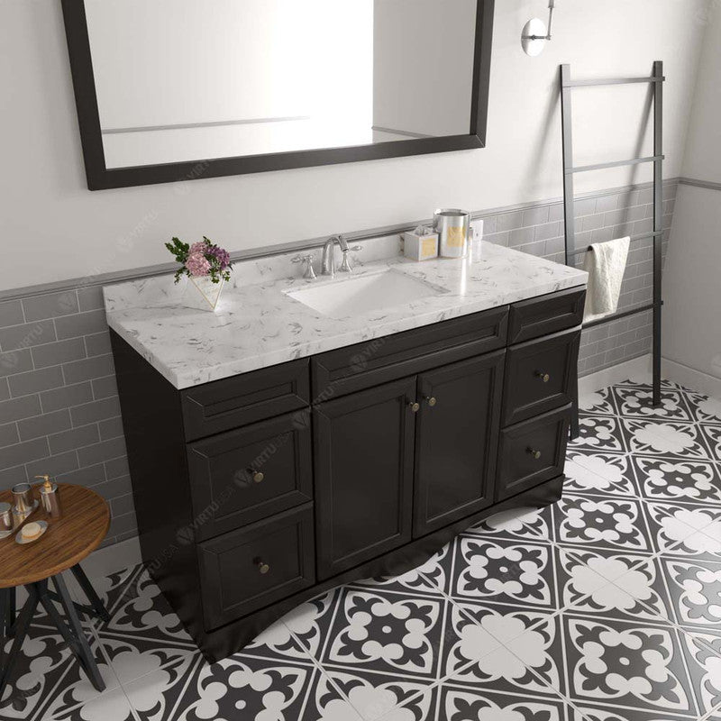 Modern Fittings Talisa 60" Single Bath Vanity with Cultured Marble Quartz Top and Square Sink Nickel Faucet