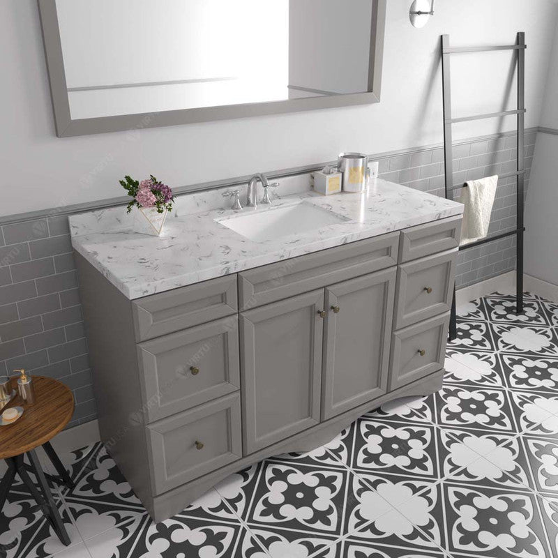 Modern Fittings Talisa 60" Single Bath Vanity with Cultured Marble Quartz Top and Square Sink Nickel Faucet