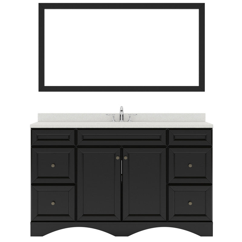 Modern Fittings Talisa 60" Single Bath Vanity with Dazzle White Quartz Top and Square Sink Nickel Faucet