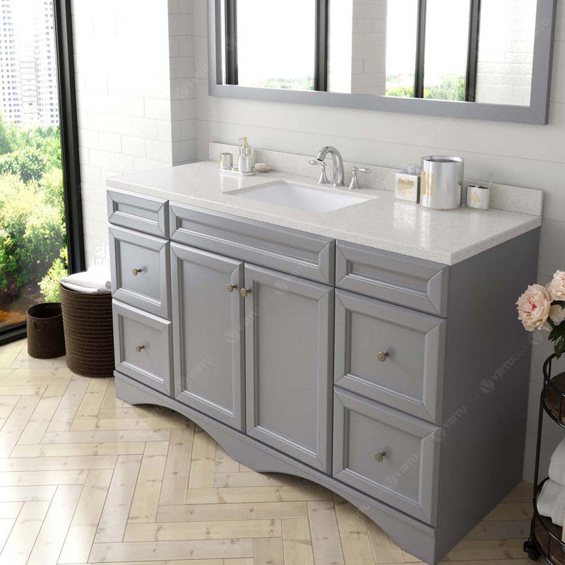 Modern Fittings Talisa 60" Single Bath Vanity with Dazzle White Quartz Top and Square Sink