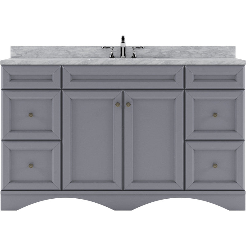 Modern Fittings Talisa 60" Single Bath Vanity with White Marble Top and Round Sink