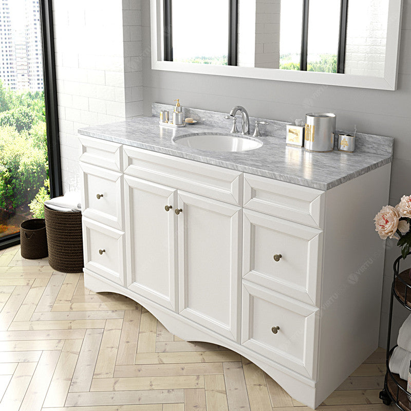 Modern Fittings Talisa 60" Single Bath Vanity with White Marble Top and Round Sink