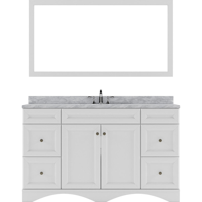 Modern Fittings Talisa 60" Single Bath Vanity with White Marble Top and Round Sink Nickel Faucet