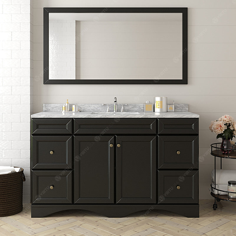 Modern Fittings Talisa 60" Single Bath Vanity with White Marble Top and Square Sink