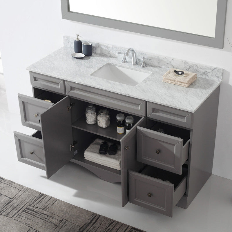 Modern Fittings Talisa 60" Single Bath Vanity with White Marble Top and Square Sink