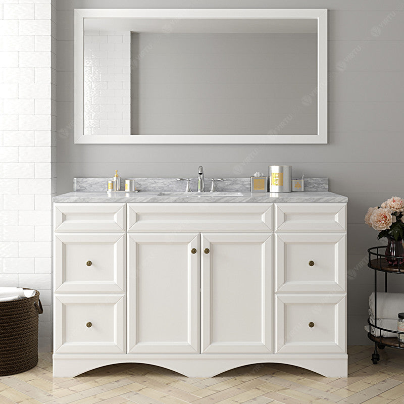 Modern Fittings Talisa 60" Single Bath Vanity with White Marble Top and Square Sink