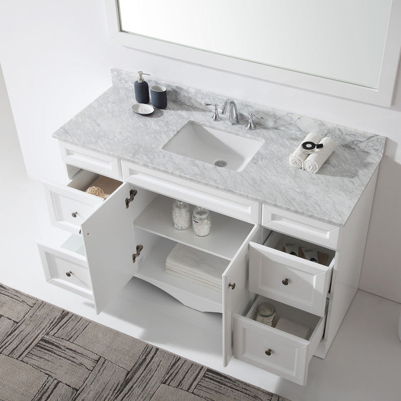 Modern Fittings Talisa 60" Single Bath Vanity with White Marble Top and Square Sink