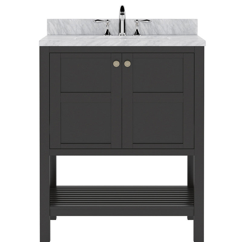 Modern Fittings Winterfell 30" Single Bath Vanity with White Marble Top and Round Sink