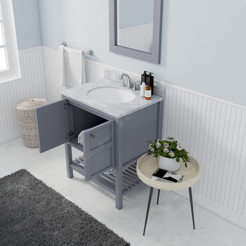 Modern Fittings Winterfell 30" Single Bath Vanity with White Marble Top and Round Sink