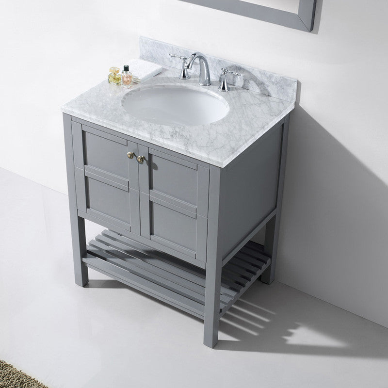 Modern Fittings Winterfell 30" Single Bath Vanity with White Marble Top and Round Sink