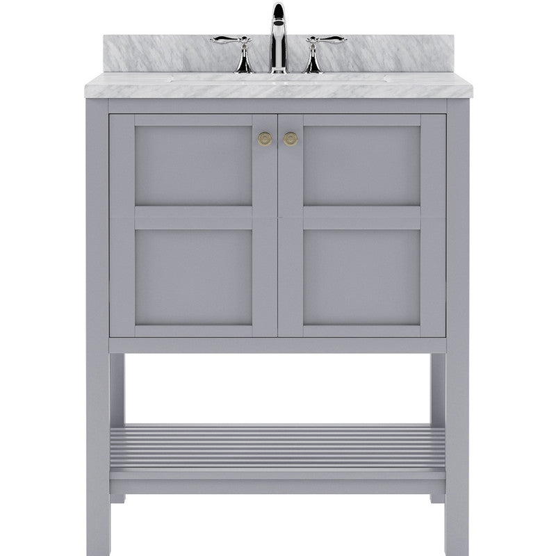 Modern Fittings Winterfell 30" Single Bath Vanity with White Marble Top and Round Sink