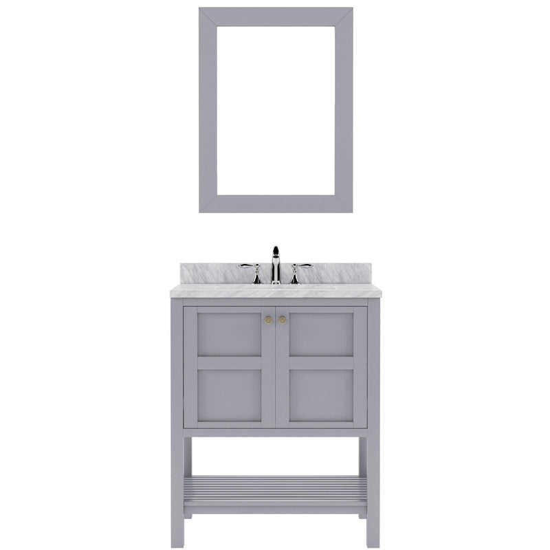 Modern Fittings Winterfell 30" Single Bath Vanity with White Marble Top and Round Sink