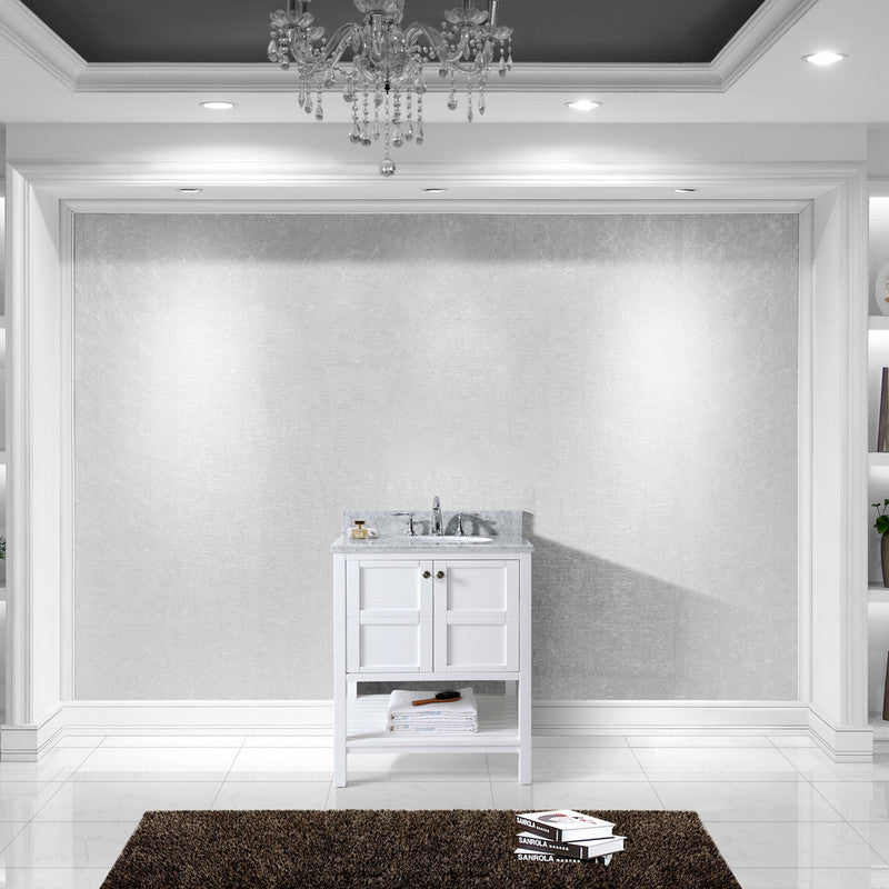 Modern Fittings Winterfell 30" Single Bath Vanity with White Marble Top and Round Sink