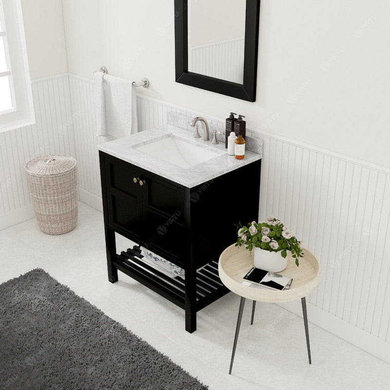 Modern Fittings Winterfell 30" Single Bath Vanity with White Marble Top and Square Sink Nickel Faucet