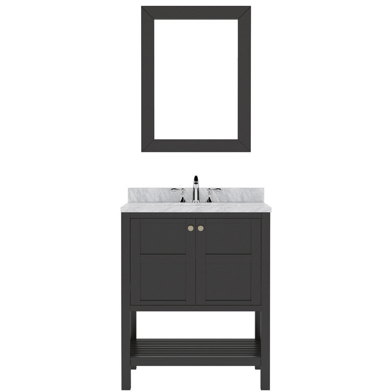 Modern Fittings Winterfell 30" Single Bath Vanity with White Marble Top and Square Sink Nickel Faucet