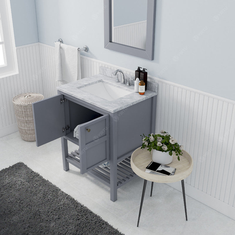 Modern Fittings Winterfell 30" Single Bath Vanity with White Marble Top and Square Sink