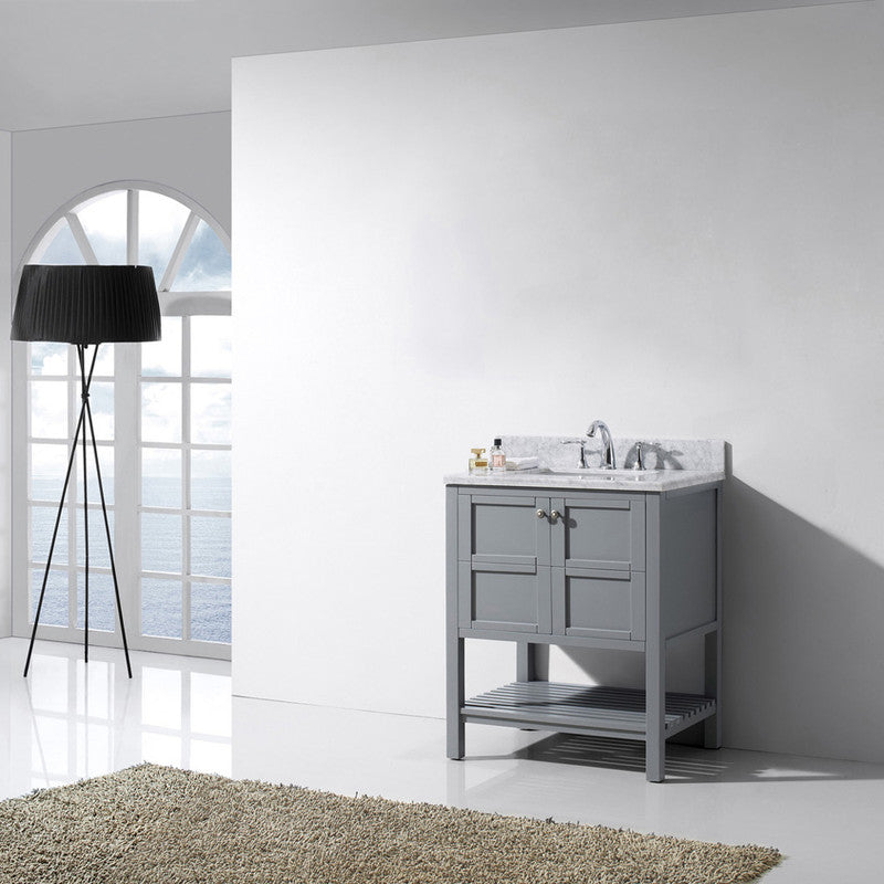 Modern Fittings Winterfell 30" Single Bath Vanity with White Marble Top and Square Sink