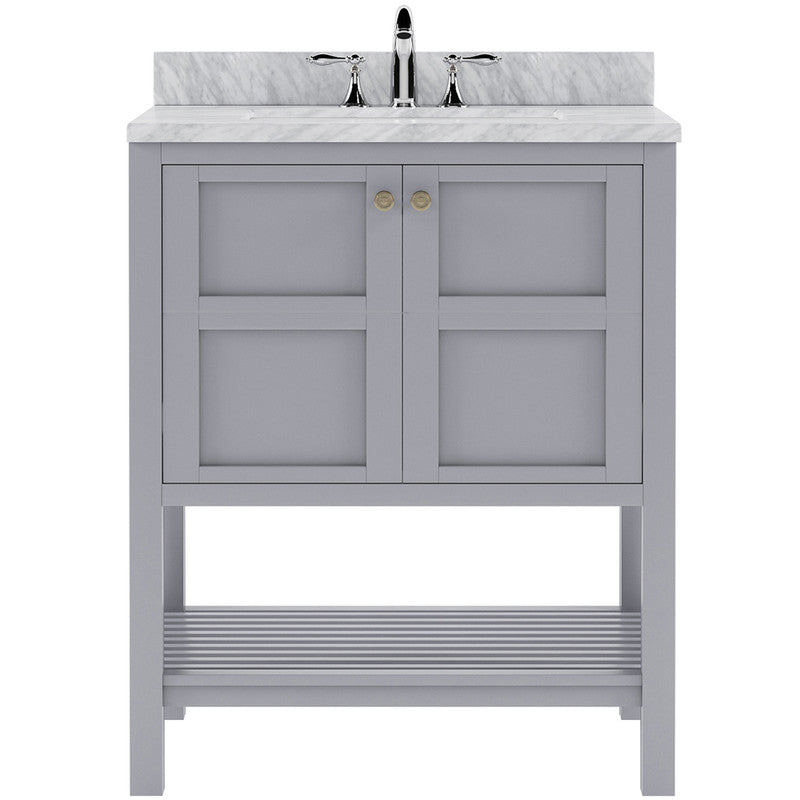 Modern Fittings Winterfell 30" Single Bath Vanity with White Marble Top and Square Sink